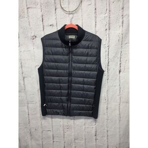 Falconeri Mens 54 Navy Goose Down Puffer Vest Lightweight Zip Merino Wool Side